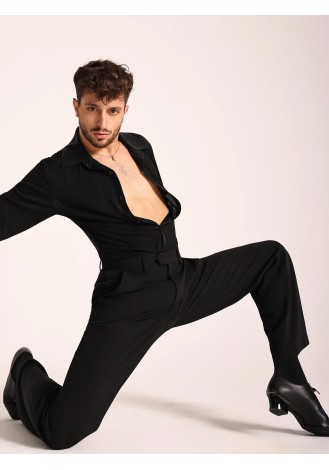 UDANCE Men's Clothing Professional Latin Dance Shirt Practice Wear Breathable Performance Stand Collar Long-Sleeve ShirtA49