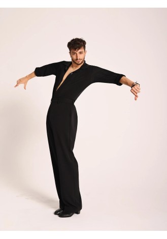 UDANCE Men's Clothing Professional Latin Dance Shirt Practice Wear Breathable Performance Stand Collar Long-Sleeve ShirtA49