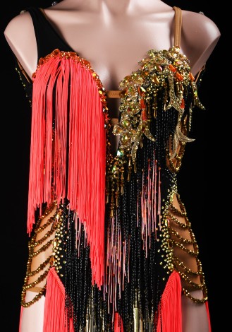 Burning Ember Muse Latin Rhythm Chacha Salsa Rumba Competition Dance Dress