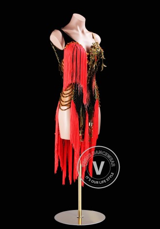Burning Ember Muse Latin Rhythm Chacha Salsa Rumba Competition Dance Dress