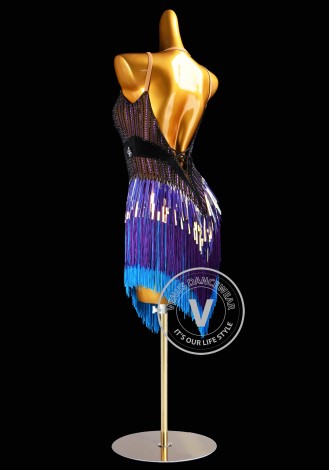 Neon Violet Pulse Latin Rhythm Chacha Salsa Rumba Competition Dance Dress