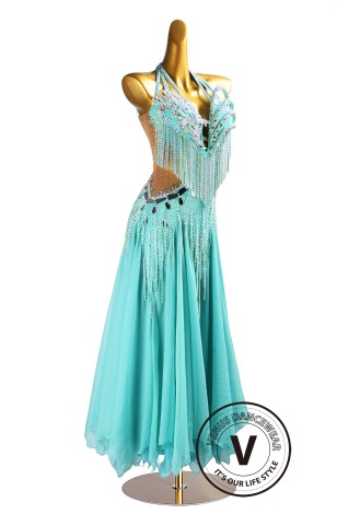 Mint Radiance Waltz Ballroom Dress Smooth Competition Dresses