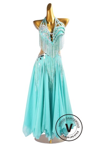 Mint Radiance Waltz Ballroom Dress Smooth Competition Dresses