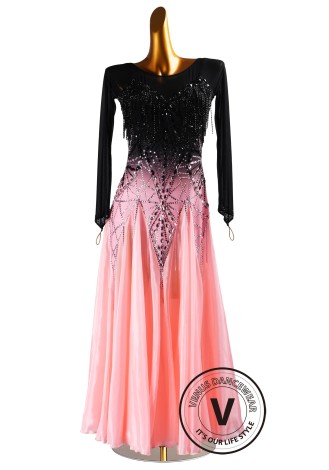 Noir Blush Gradient Waltz Ballroom Dress Smooth Competition Dresses