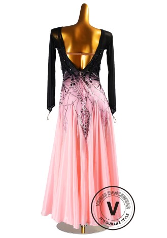 Noir Blush Gradient Waltz Ballroom Dress Smooth Competition Dresses