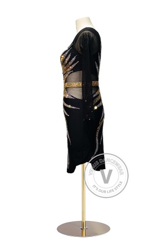 Solar Noir Latin Rhythm Chacha Salsa Rumba Competition Dance Dress
