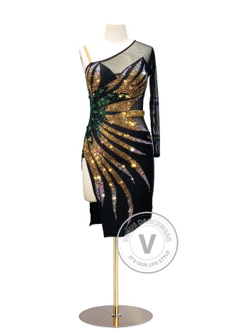 Solar Noir Latin Rhythm Chacha Salsa Rumba Competition Dance Dress