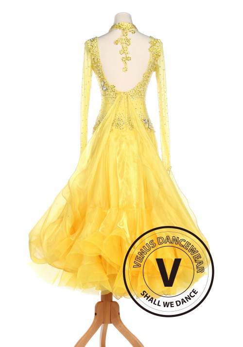 Yellow Ballroom Waltz Smooth Tango Standard Competition Dress