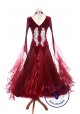 Burgundy Velvet Waltz Smooth Tango Standard Competition Dress