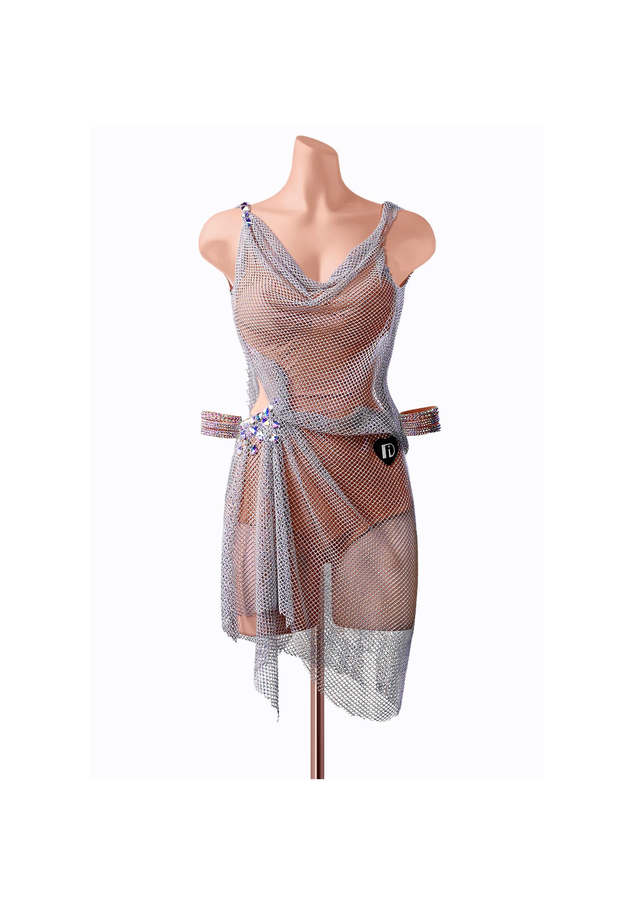 Draped Fishnet Latin Dress TID-LM0580