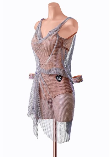 Draped Fishnet Latin Dress TID-LM0580