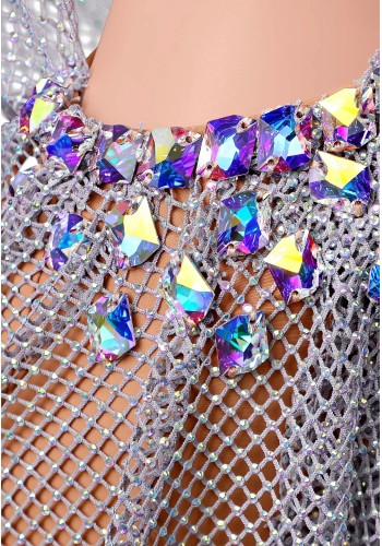 Draped Fishnet Latin Dress TID-LM0580