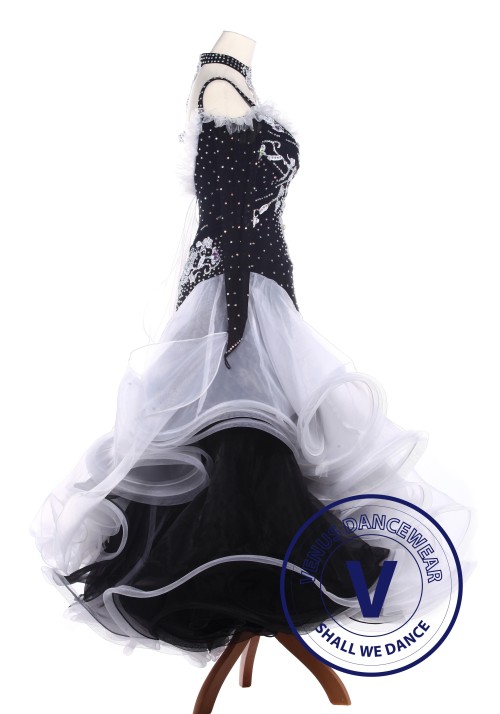 Black Lycra Waltz Standard Tango Ballroom Competition Dress