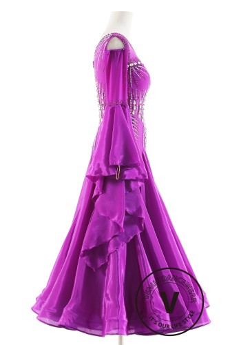 Fuchsia Pearl Royale Ballroom Smooth Dance Competition Dress