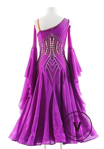 Fuchsia Pearl Royale Ballroom Smooth Dance Competition Dress