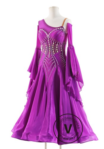Fuchsia Pearl Royale Ballroom Smooth Dance Competition Dress