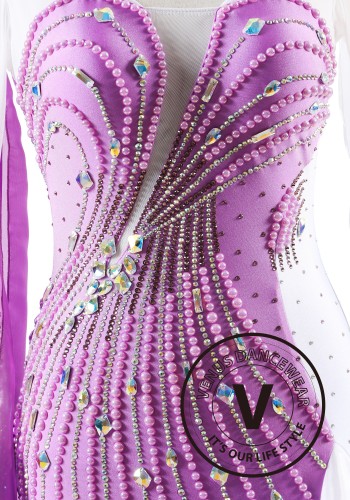Lavender Pearl Reverie Ballroom Smooth Dance Competition Dress