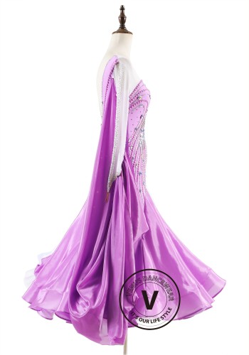 Lavender Pearl Reverie Ballroom Smooth Dance Competition Dress