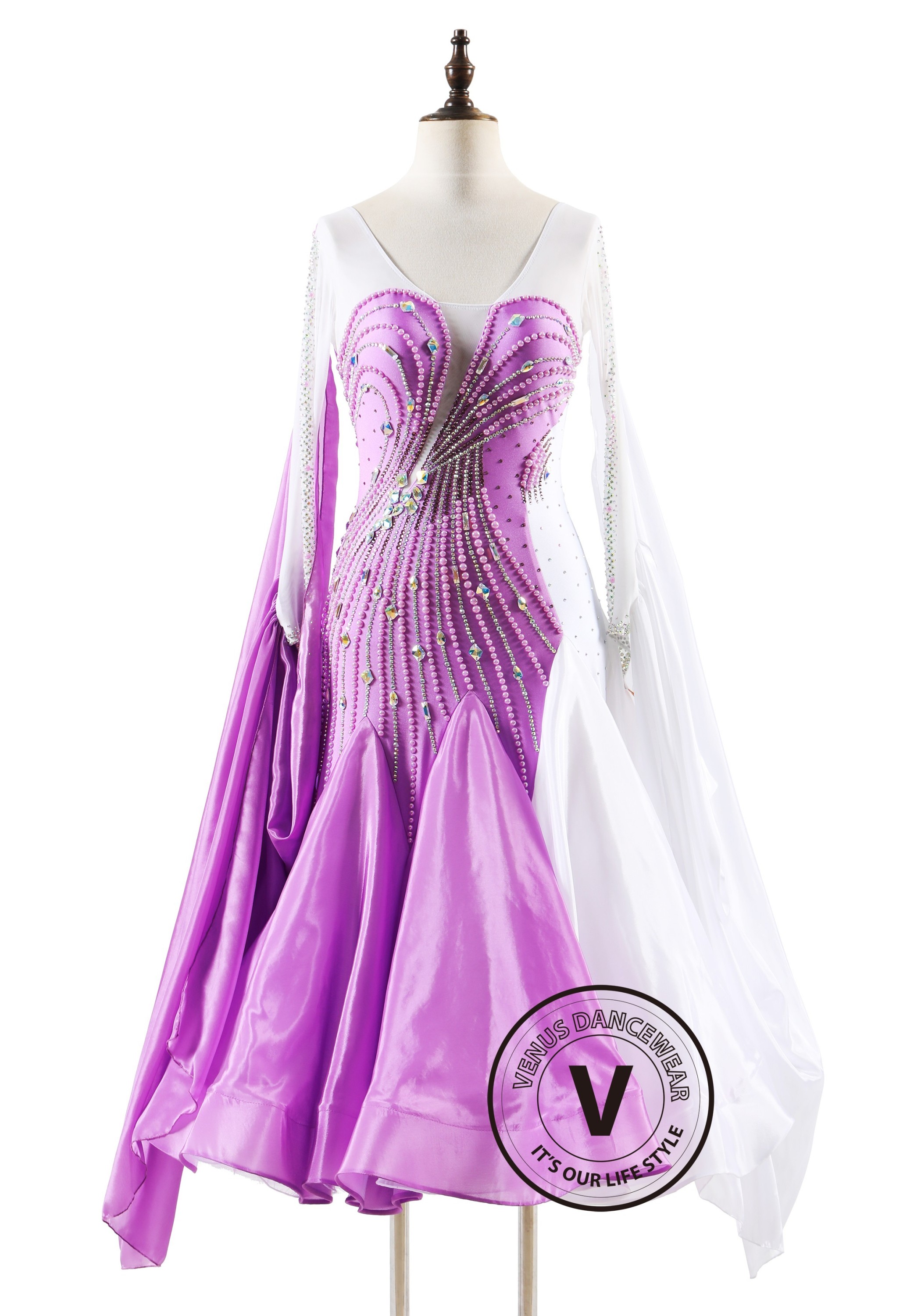 Lavender Pearl Reverie Ballroom Smooth Dance Competition Dress