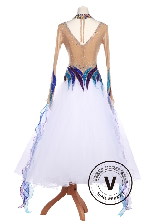 White Beautiful Standard Smooth Tango Waltz Competition Ballroom Dress