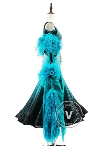 Teal Dominion Ballroom Smooth Dance Competition Dress