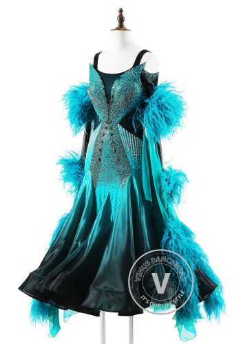 Teal Dominion Ballroom Smooth Dance Competition Dress