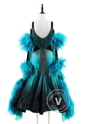 Teal Dominion Ballroom Smooth Dance Competition Dress