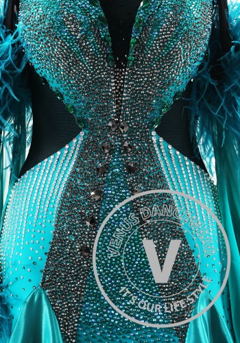 Teal Dominion Ballroom Smooth Dance Competition Dress