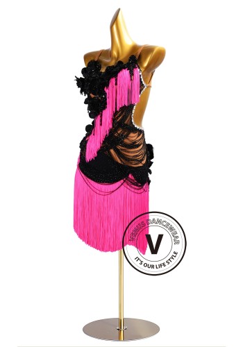 Noir Pink Impact Latin Rhythm Chacha Salsa Rumba Competition Dance Dress