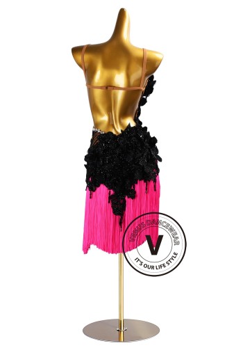 Noir Pink Impact Latin Rhythm Chacha Salsa Rumba Competition Dance Dress