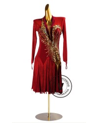 Crimson Royale Fringe Latin Rhythm Chacha Salsa Rumba Competition Dance Dress