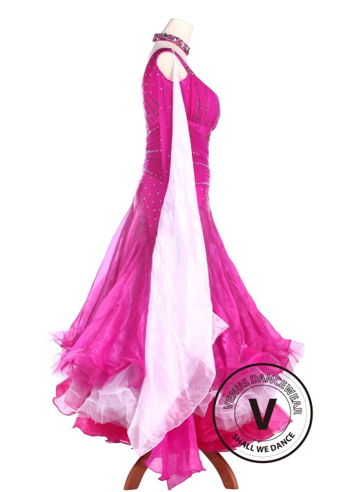 Pink Beautiful Standard Smooth Tango Waltz Competition Ballroom Dress