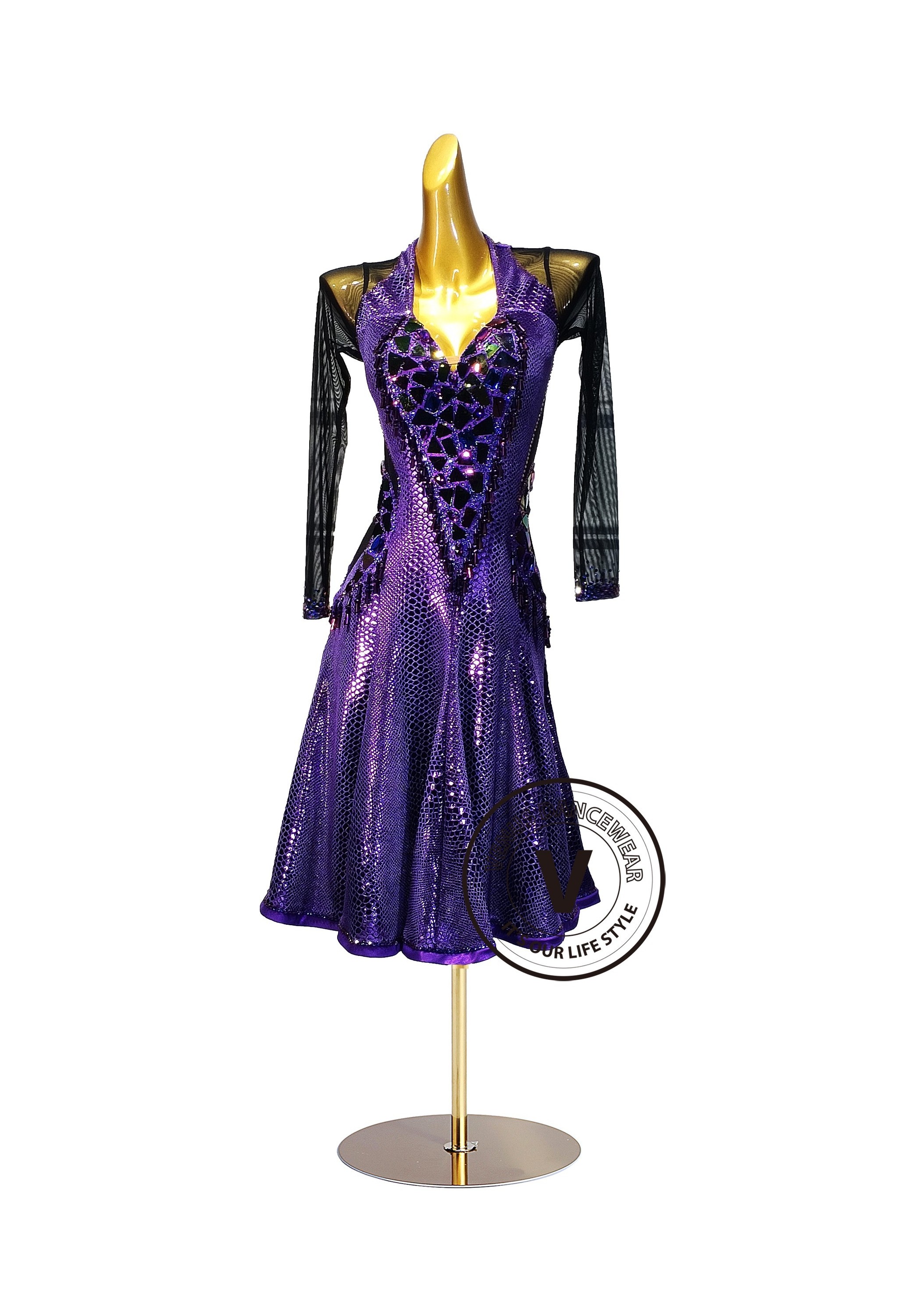 Royal Mosaic Prism Latin Rhythm Chacha Salsa Rumba Competition Dance Dress