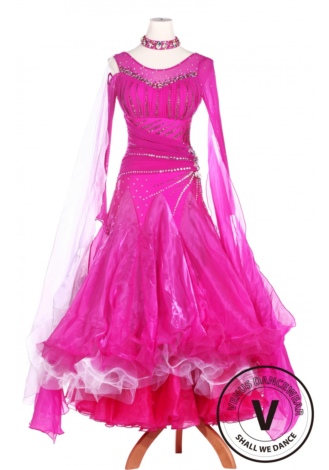 Pink Beautiful Standard Smooth Tango Waltz Competition Ballroom Dress