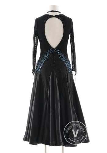 Midnight Sapphire Glow Ballroom Smooth Dance Competition Dress
