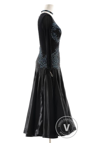Midnight Sapphire Glow Ballroom Smooth Dance Competition Dress