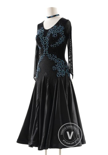 Midnight Sapphire Glow Ballroom Smooth Dance Competition Dress