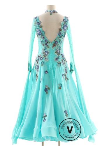 Aqua Garden Reverie Ballroom Smooth Dance Competition Dress