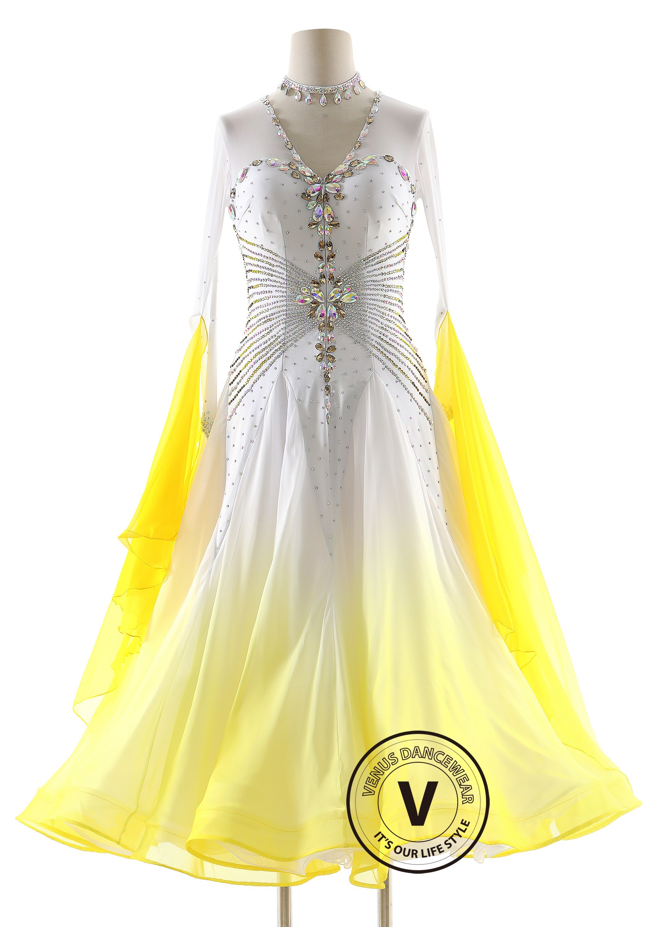 Golden Dawn Glow Ballroom Smooth Dance Competition Dress