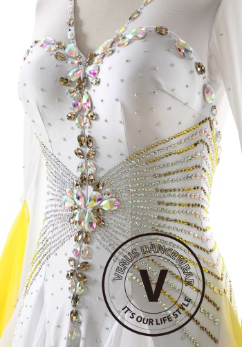 Golden Dawn Glow Ballroom Smooth Dance Competition Dress