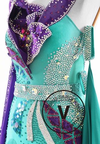 Emerald Violet Radiance Ballroom Smooth Dance Competition Dress