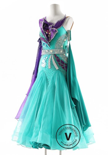 Emerald Violet Radiance Ballroom Smooth Dance Competition Dress