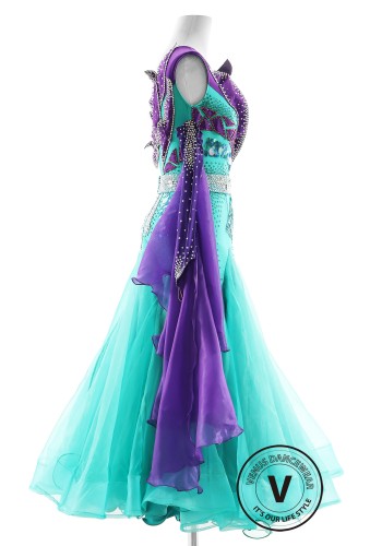 Emerald Violet Radiance Ballroom Smooth Dance Competition Dress
