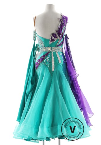 Emerald Violet Radiance Ballroom Smooth Dance Competition Dress
