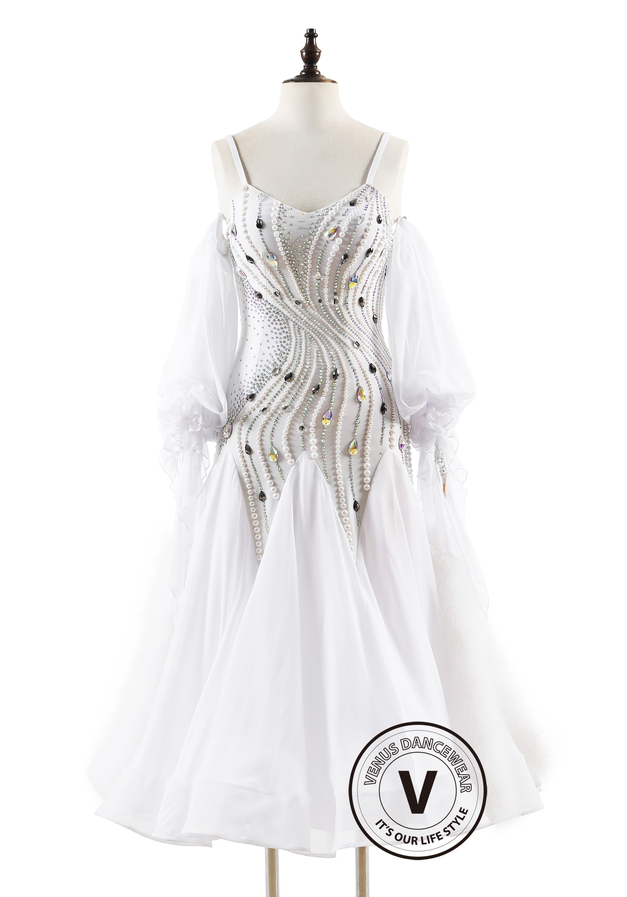 Pearl Spiral Grace Ballroom Smooth Dance Competition Dress
