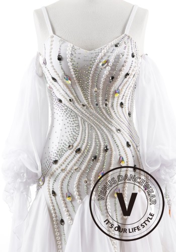 Pearl Spiral Grace Ballroom Smooth Dance Competition Dress