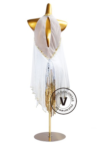 Aurora Veil Gold Latin Rhythm Chacha Salsa Rumba Competition Dance Dress