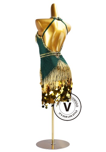 Deep Emerald Sovereign Latin Rhythm Chacha Salsa Rumba Competition Dance Dress