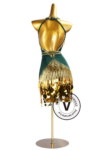 Deep Emerald Sovereign Latin Rhythm Chacha Salsa Rumba Competition Dance Dress