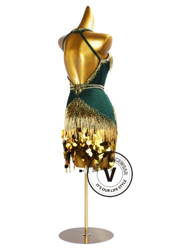 Deep Emerald Sovereign Latin Rhythm Chacha Salsa Rumba Competition Dance Dress
